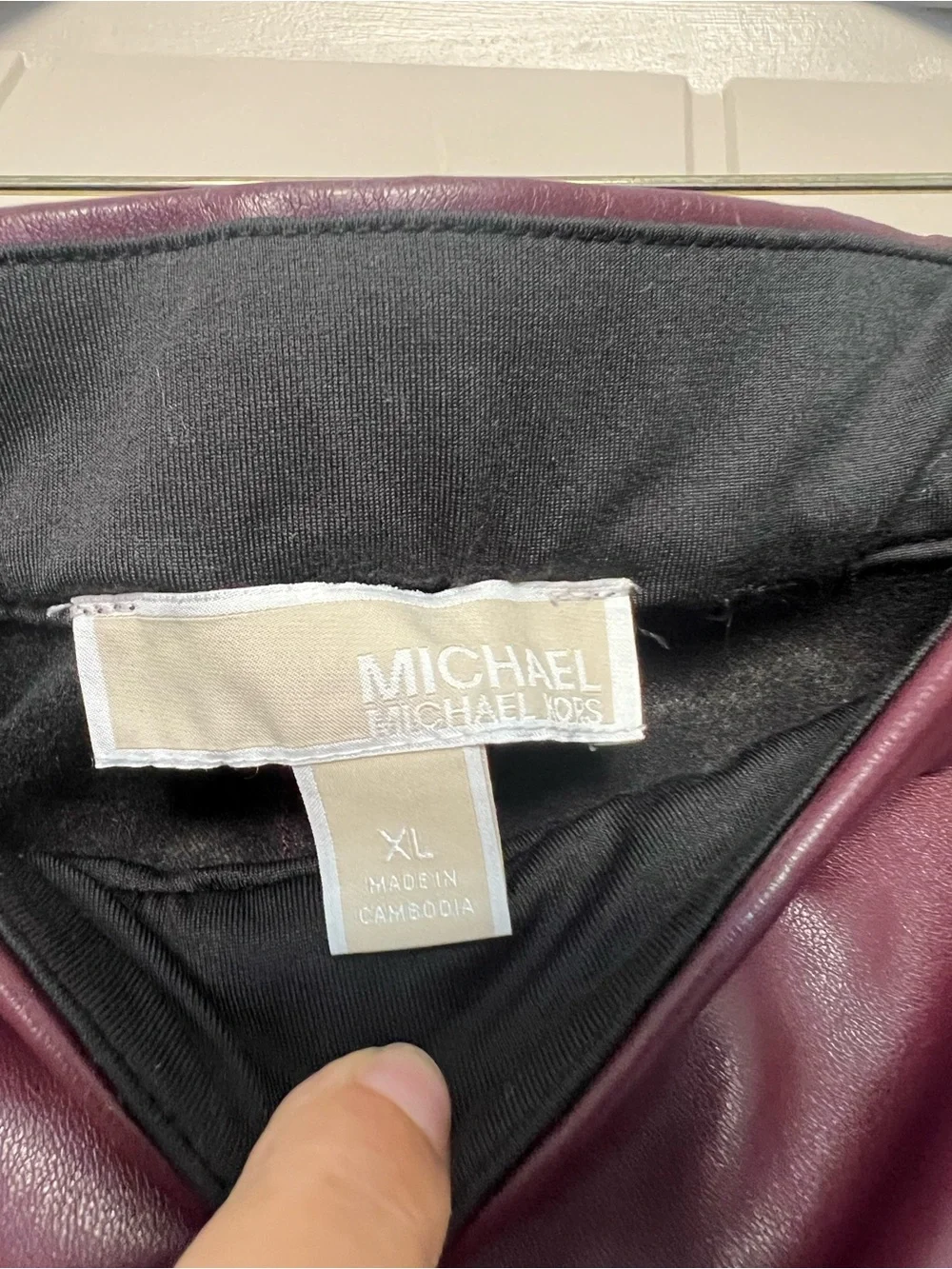 Michael Kors Faux Leather Skinny Pants in Burgundy